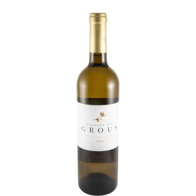 Garrafa de vinho branco Herdade do Grouse 2024 com rótulo branco e tampa dourada