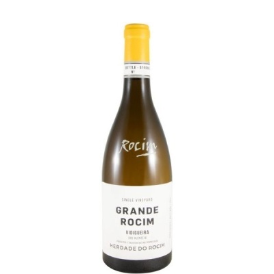 Garrafa de vinho branco com rótulo branco e tampa amarela