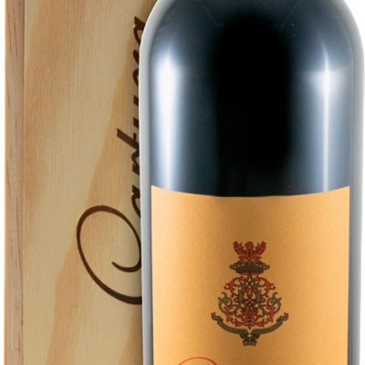 Garrafa de vinho tinto Cartuxa 2021 com caixa de madeira