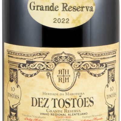 Rótulo de garrafa de vinho Dez Tostões Grande Reserva 2022