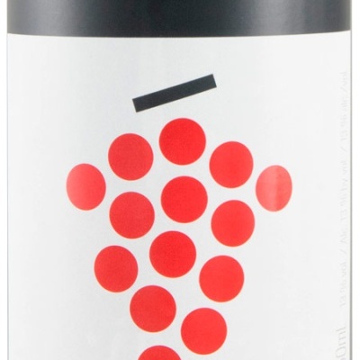Rótulo de garrafa de vinho ALANDRA com design de uvas vermelhas e texto Portugal 2025 Tinto Red Rouge