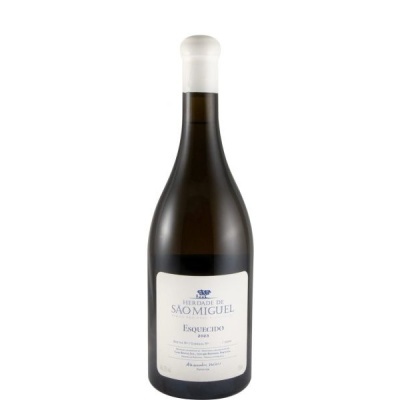 Garrafa de vinho tinto Herdade de São Miguel com rótulo branco e tampa branca