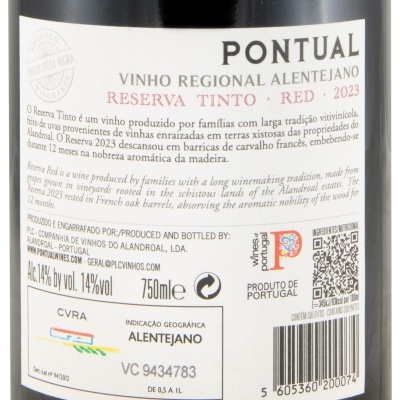 Etiqueta de garrafa de vinho tinto Reserva Tinto PONtual 2023, 750 ml, produzido em Portugal