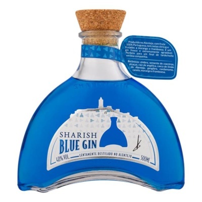 Garrafa de gin azul Sharish com tampa de cortiça