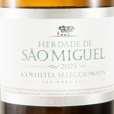 Rótulo de garrafa de vinho branco Herdade de São Miguel 2025.