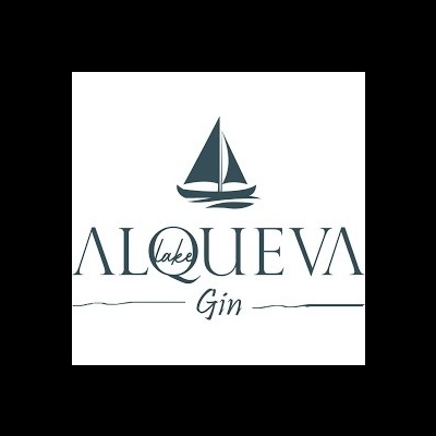 Logótipo com desenho de veleiro e texto ALQUEVA lake Gin
