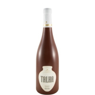 Garrafa castanha com rótulo TALHA e tampa branca