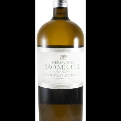 Garrafa de vinho branco Herdade de São Miguel 2023 com rótulo branco
