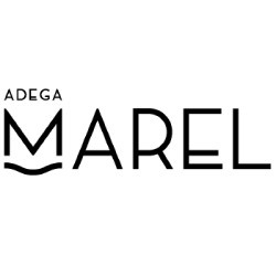 Logótipo com texto ADEGA MAREL em preto sobre fundo branco