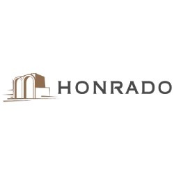 Logótipo HONRADO com desenho arquitetónico em castanho e bege