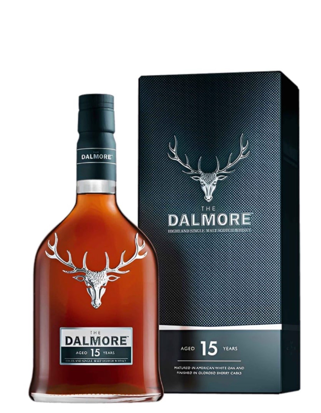 Garrafa de whisky Dalmore envelhecido 15 anos com embalagem preta