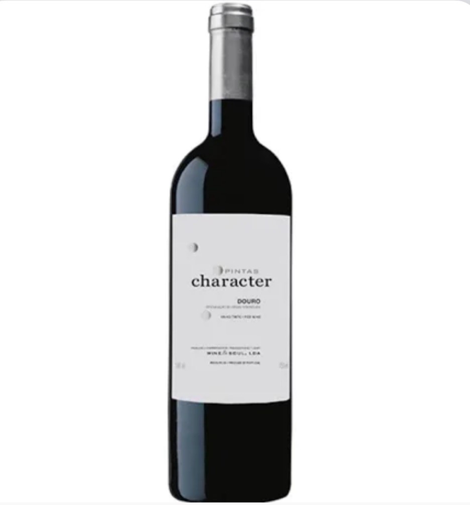 Garrafa de vinho tinto com rótulo branco 3 PINTAS character DOURO e tampa prateada