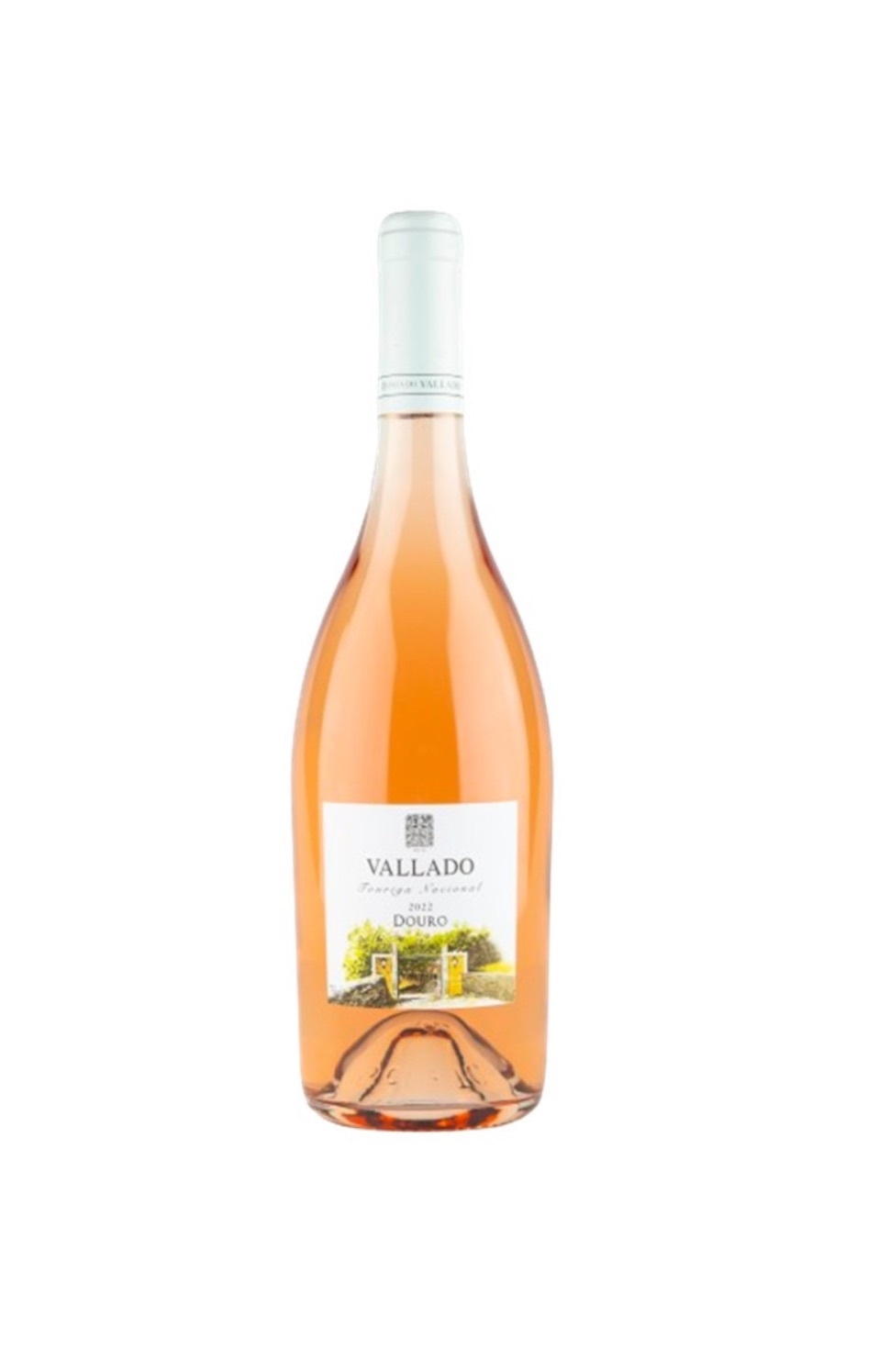 Garrafa de vinho rosé Vallado Sauvignon Blanc 2021 com rótulo branco e tampa branca