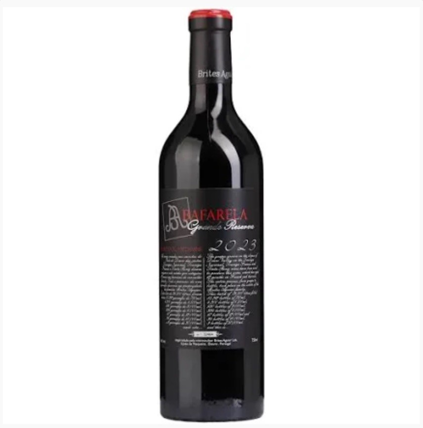 Garrafa de vinho tinto BAFarela Gourmet Reserva 2023 com rótulo preto e texto branco e vermelho