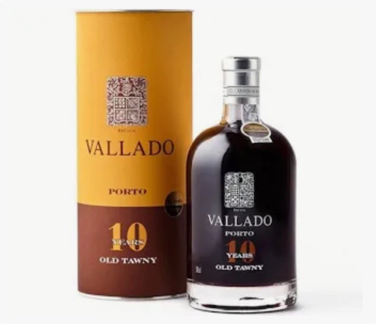 Garrafa e embalagem de vinho do Porto Vallado Old Tawny 10 anos