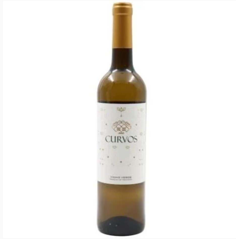 Garrafa de vinho branco com rótulo branco e tampa dourada