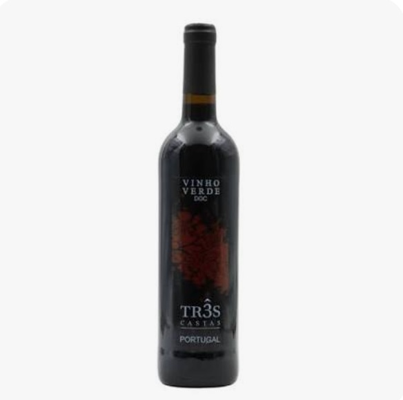 Garrafa de vinho tinto Vinho Verde Três Castas de Portugal