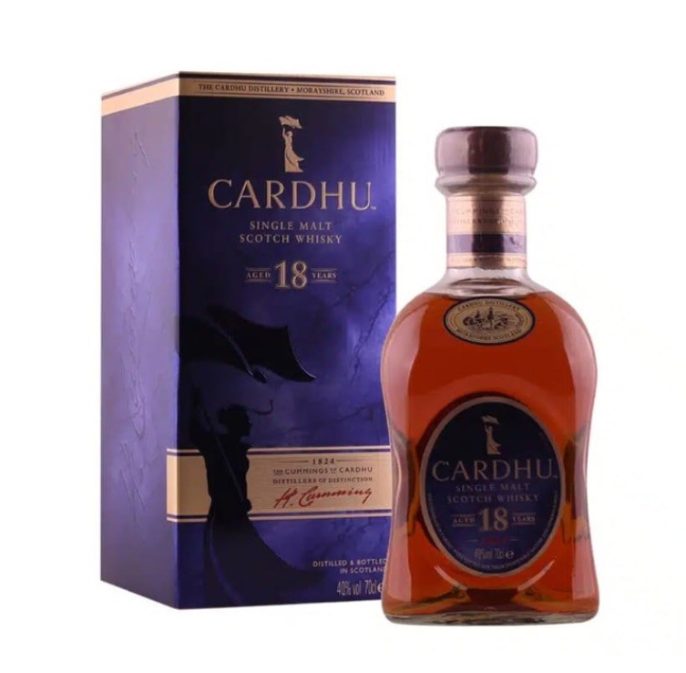 Garrafa de whisky Cardhu 18 anos com caixa azul