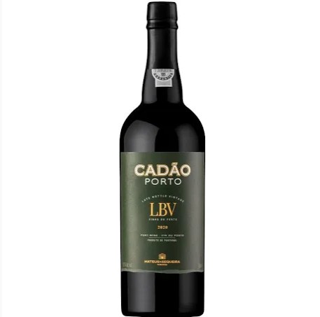 Garrafa de vinho do Porto Cadão LBV 2020 com rótulo cinza escuro e texto dourado