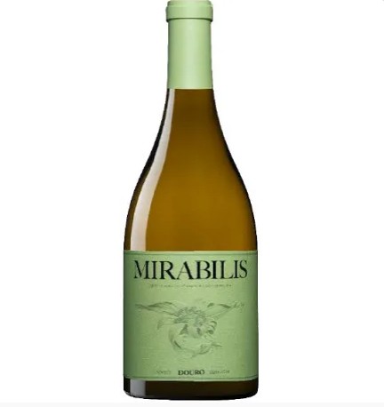 Garrafa de vinho branco MIRABILIS com rótulo verde
