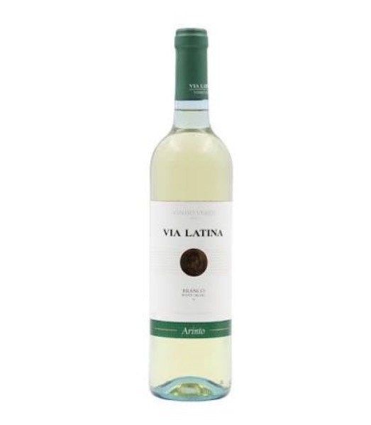 Garrafas de vinho branco VÍA LATINA Arinto com rótulo branco e verde