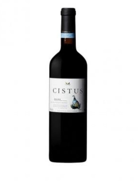 Garrafa de vinho tinto CISTUS com rótulo branco e imagem de pássaro