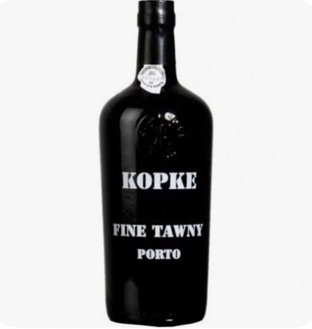 Garrafa preta de vinho do Porto Kopke Fine Tawny