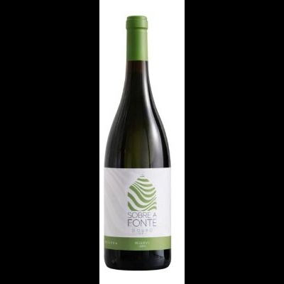 Garrafa de vinho com rótulo branco e verde