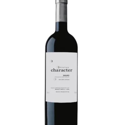 Garrafa de vinho tinto com rótulo branco 3 PINTAS character DOURO e tampa prateada