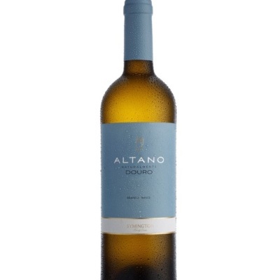 Garrafa de vinho branco Altano Douro com rótulo azul claro