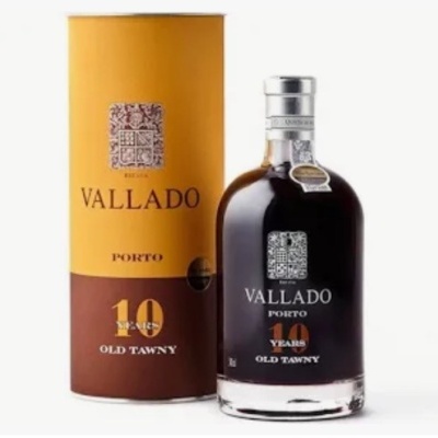 Garrafa e embalagem de vinho do Porto Vallado Old Tawny 10 anos
