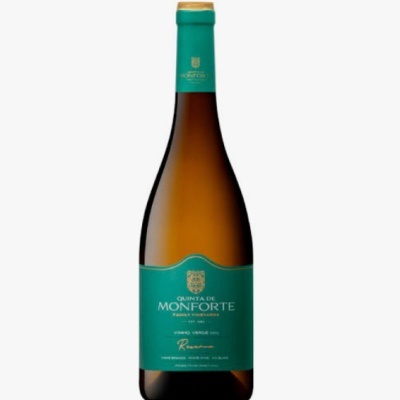 Garrafa de vinho verde Quinta de Monforte Reserva com rótulo verde