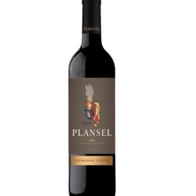 Garrafa de vinho tinto PLANEL 2016 reserva tinto com rótulo castanho e ilustração
