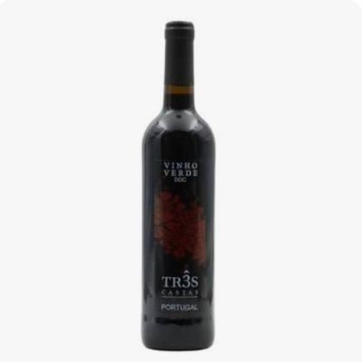 Garrafa de vinho tinto Vinho Verde Três Castas de Portugal