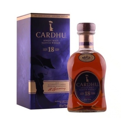 Garrafa de whisky Cardhu 18 anos com caixa azul