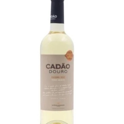 Garrafa de vinho branco CADÃO DOURO com rótulo cinzento e tampa preta