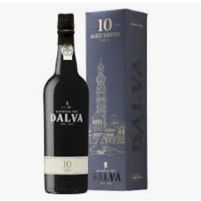 Garrafa de vinho do Porto Dalva 10 anos com caixa azul