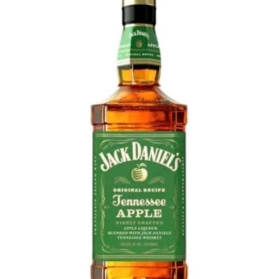 Garrafa de Jack Daniel's Tennessee Apple com rótulo verde