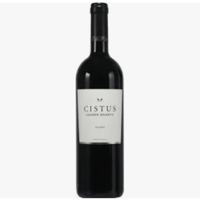 Garrafa de vinho tinto Cistus Grande Reserva com rótulo branco