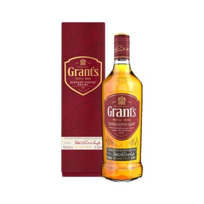 Grant's Garrafa de whisky Grant's Triple Wood com caixa vermelha