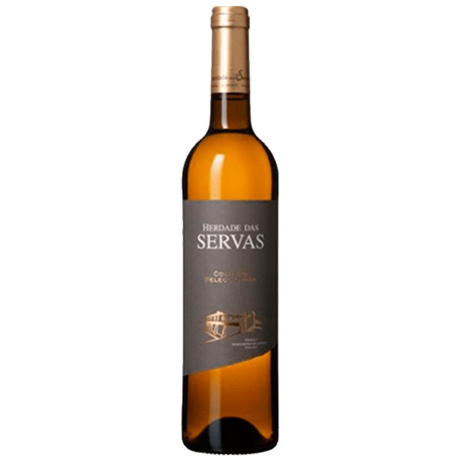 Herdade das Servas Colheita Selecionada Branco Garrafa de vinho branco Herdade das Servas com rótulo cinzento