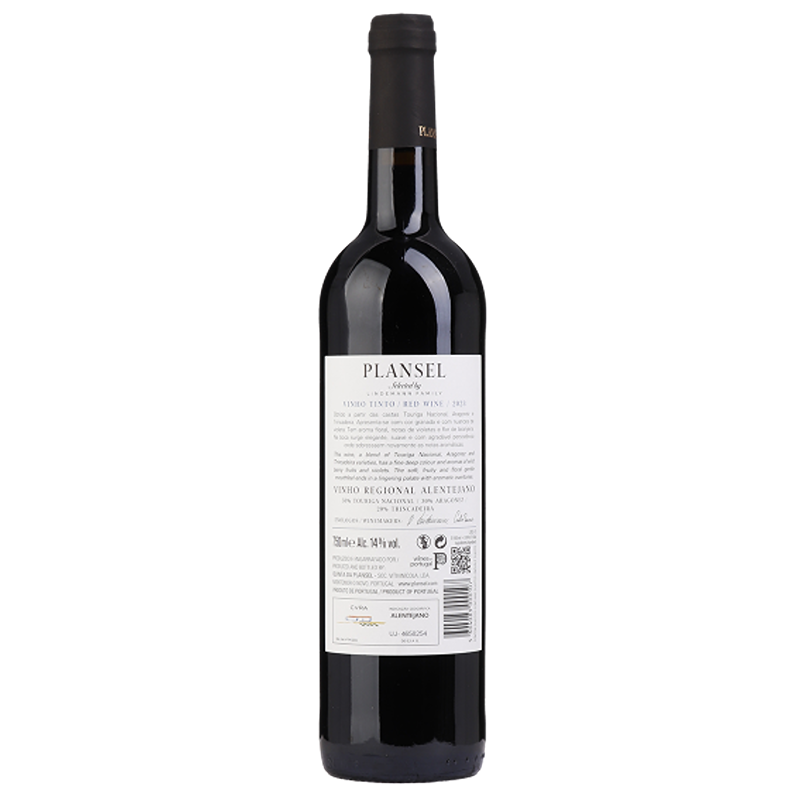 Plansel Selecta Tinto 2024 Garrafa de vinho tinto PLANSEL 75cl vidro escuro com rótulo branco e cápsula preta