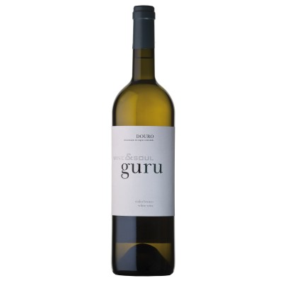 Guru Branco 2024 Garrafa de vinho branco Guru de Douro com rótulo branco