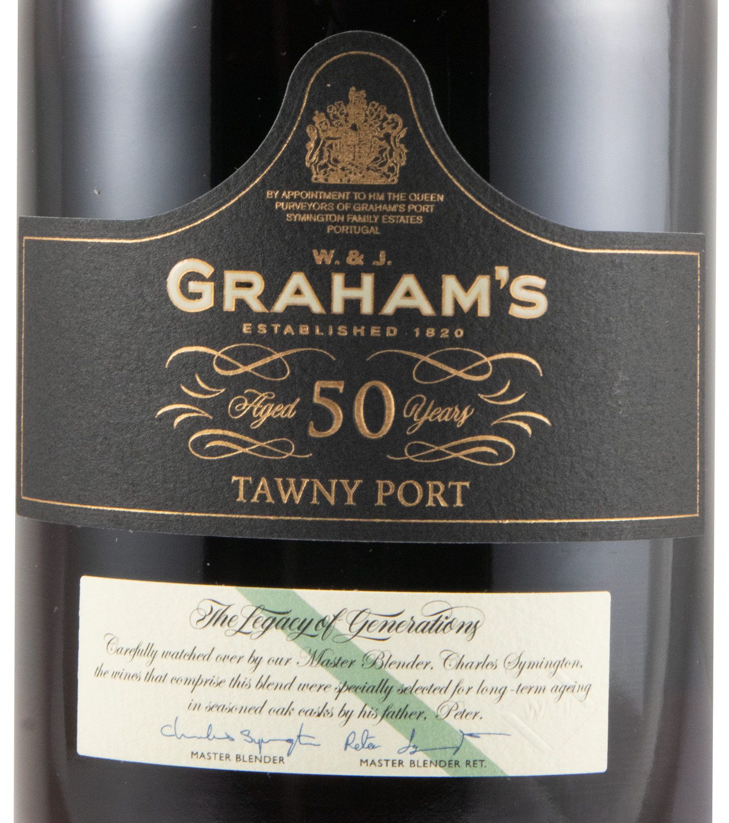 Porto Graham's 50 Anos Tawny Garrafa de Vinho do Porto Tawny Graham's envelhecido 50 anos com rótulos preto e branco