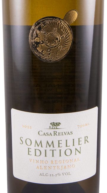 Casa Relvas Sommelier Edition Branco 2022 Garrafa de vinho Casa Relvas Sommelier Edition com selo dourado e rótulo branco