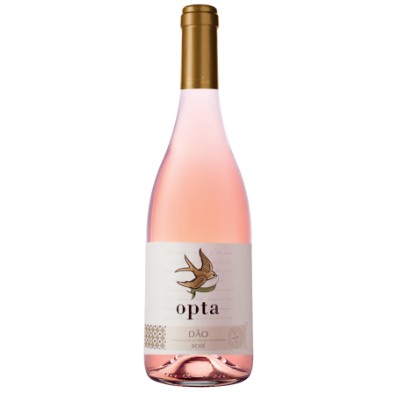 Opta Dão Rosé 2022 Garrafa de vinho rosé Opta Dão com rótulo branco e tampa dourada