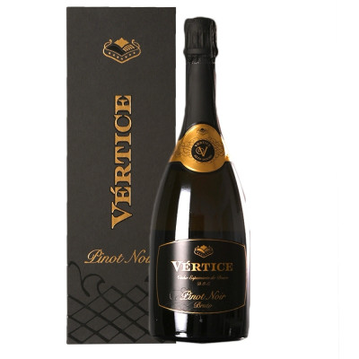 Espumante Vértice Pinot Noir 2013 Garrafa de vinho espumante Vértice Pinot Noir Rosé com caixa preta