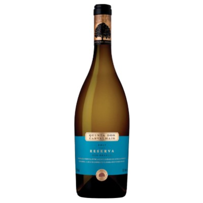 Quinta dos Carvalhais Reserva Branco 2018 Garrafa de vinho branco Quinta dos Carvalhais reserva 2021 com rótulo azul