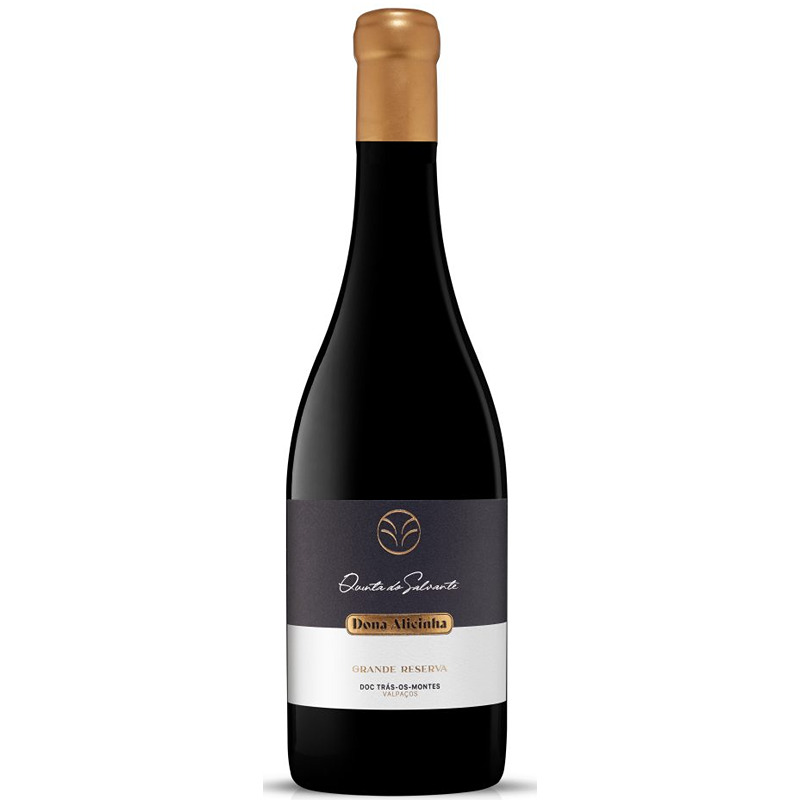Quinta do Salvante Dona Alicinha Grande Reserva Tinto 2020 Garrafa de vinho tinto Quinta de Solalva Dona Alcinda com rótulo cinza escuro e branco