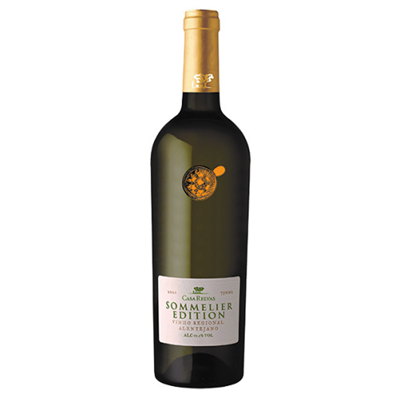 Casa Relvas Sommelier Edition Branco 2022 Garrafa de vinho branco Sommelier Edition com rótulo branco e tampa dourada